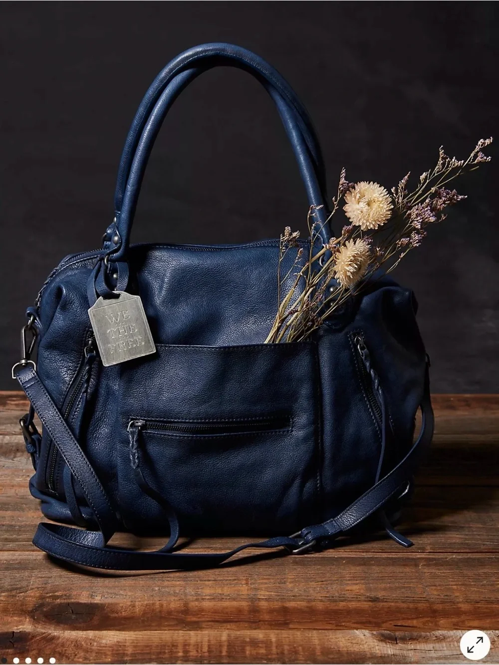 New - Free People Large Emerson Tote - Dark Rinse